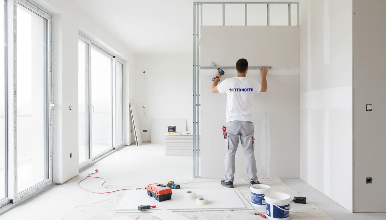 Τοποθέτηση γυψοσανίδας Texnoser | Texnoser gypsum board installation service